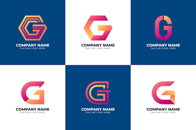 Gratis vector kleurovergang g letter logo pack