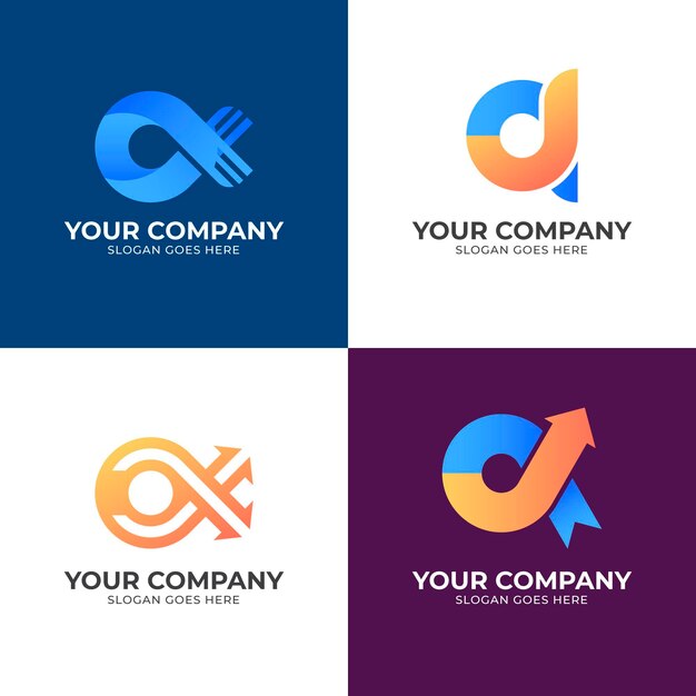 Kleurovergang gekleurde alpha-logo's