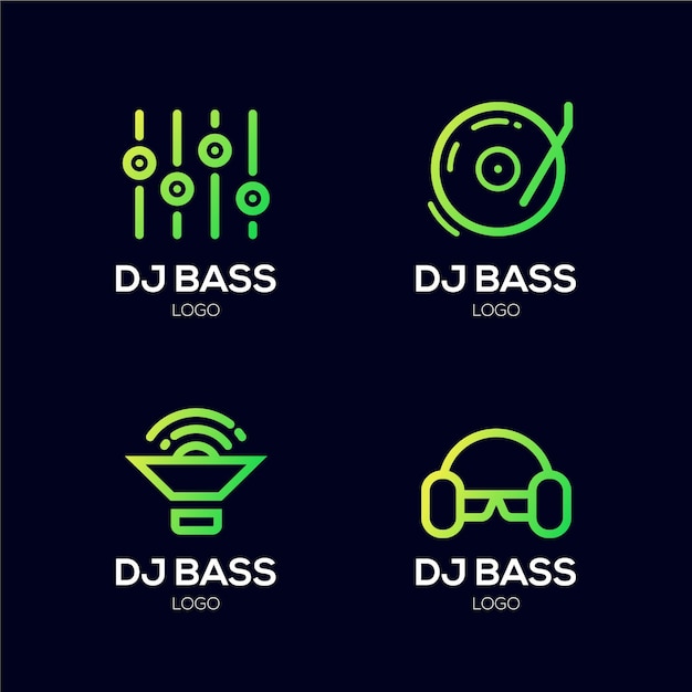 Kleurovergang gekleurde dj-logo set