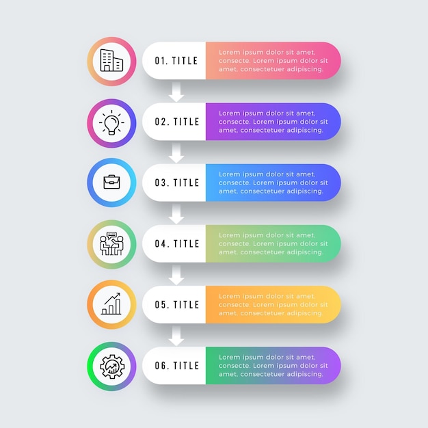 Kleurovergang gekleurde inhoudsopgave infographic sjabloon