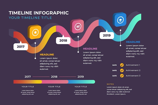 Kleurovergang gekleurde tijdlijn infographic