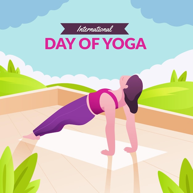 Gratis vector kleurovergang internationale dag van yoga illustratie