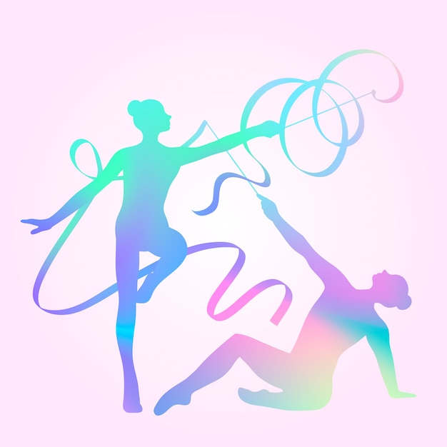 Gratis vector kleurovergang kleurrijk gymnastieksilhouet