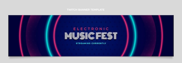 Gratis vector kleurovergang kleurrijke muziekfestival twitch banner