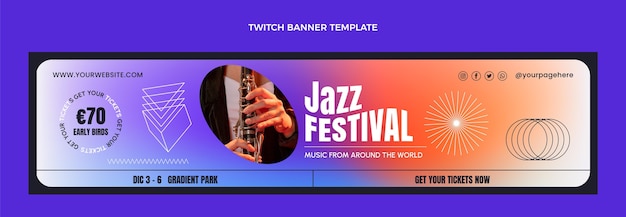 Gratis vector kleurovergang kleurrijke muziekfestival twitch banner