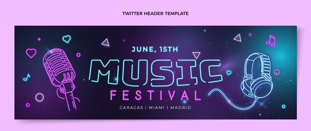 Kleurovergang kleurrijke muziekfestival twitter header