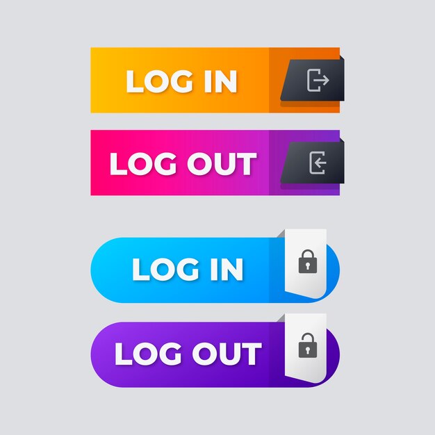 Kleurovergang login en logout knoppen iconen