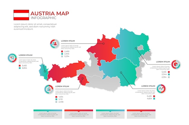 Gratis vector kleurovergang oostenrijk kaart infographic