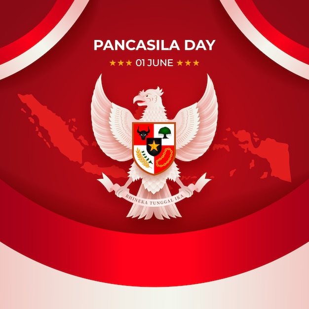 Gratis vector kleurovergang pancasila dag illustratie