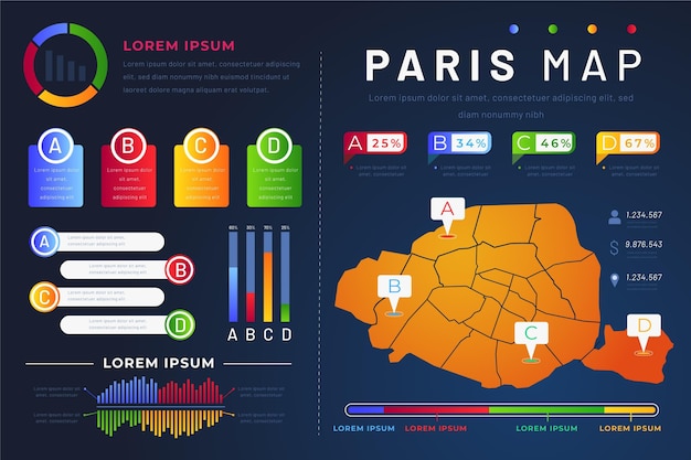 Kleurovergang parijs kaart infographics