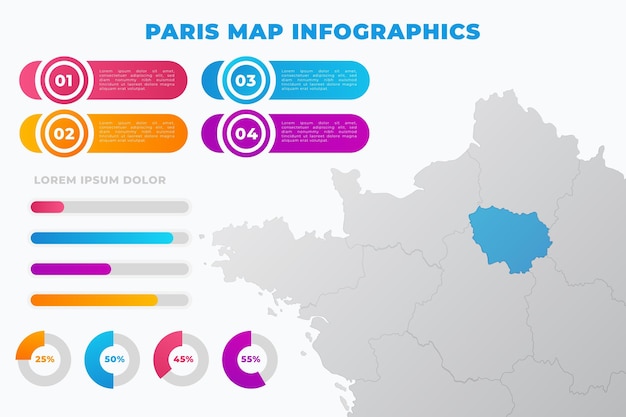 Kleurovergang parijs kaart infographics