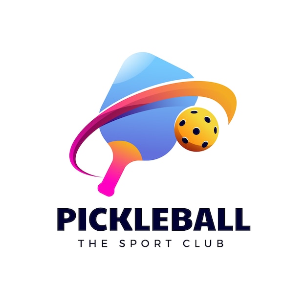 Gratis vector kleurovergang pickleball logo ontwerpsjabloon