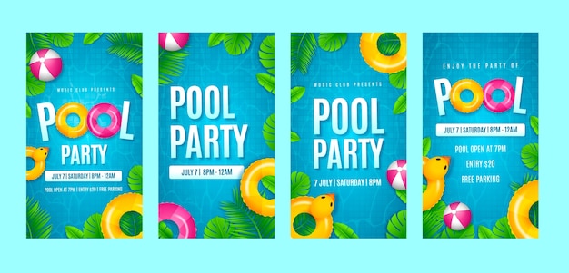 Gratis vector kleurovergang pool party ontwerpsjabloon