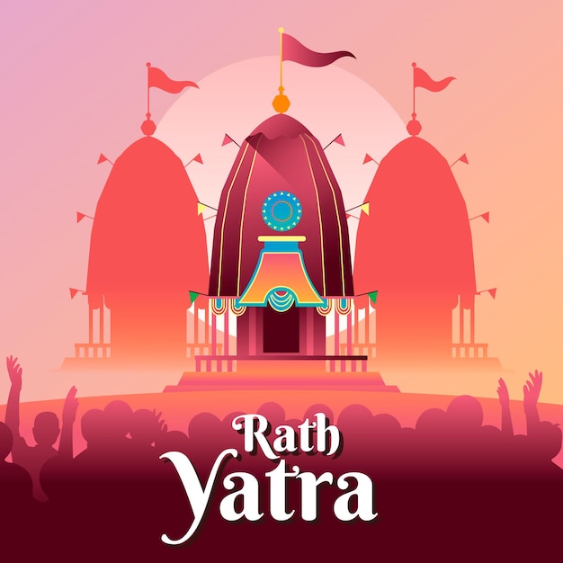 Kleurovergang rath yatra viering illustratie