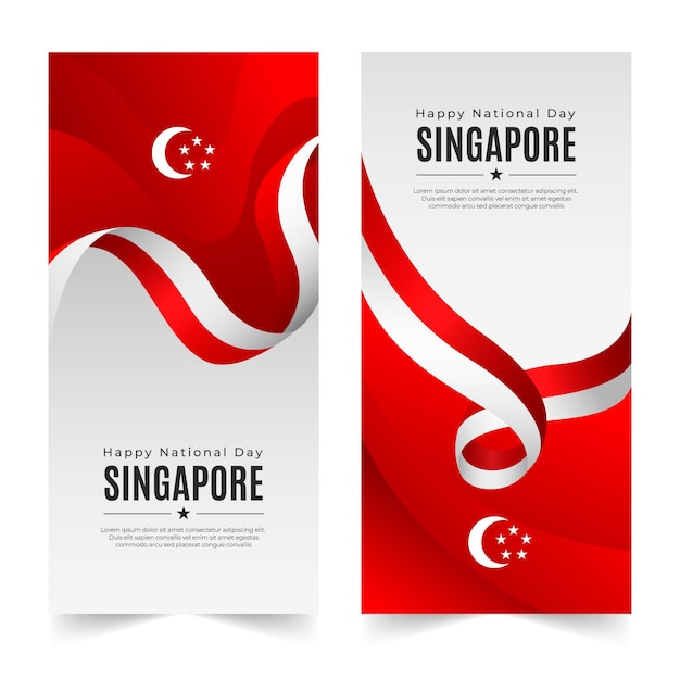 Kleurovergang singapore nationale feestdag banners set