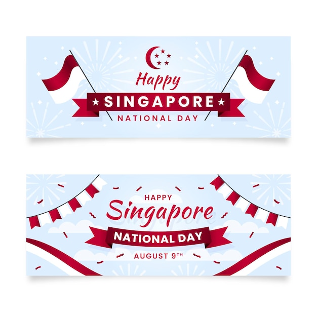 Kleurovergang singapore nationale feestdag banners set