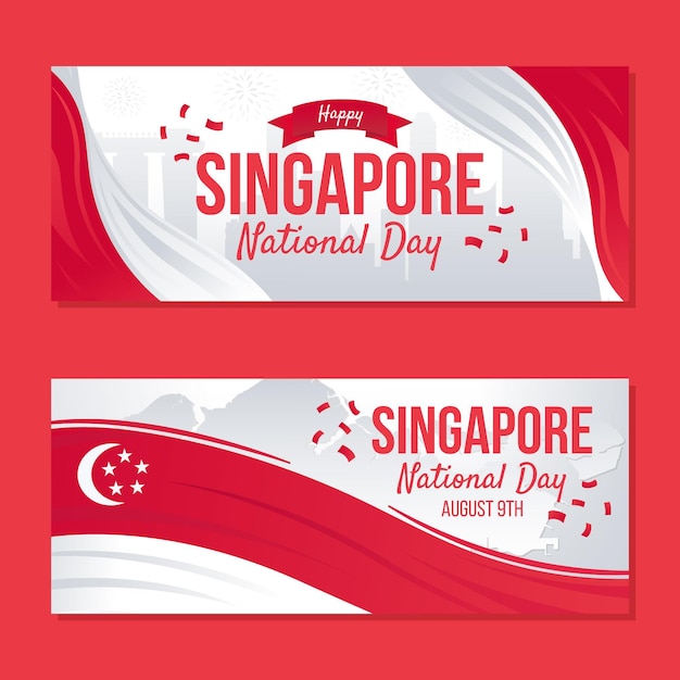 Kleurovergang singapore nationale feestdag banners set