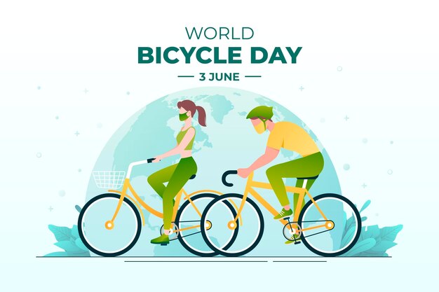 Kleurovergang wereld fiets dag illustratie