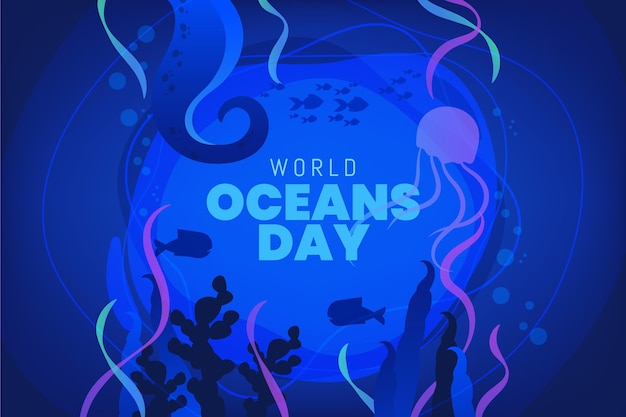 Kleurovergang wereld oceanen dag illustratie