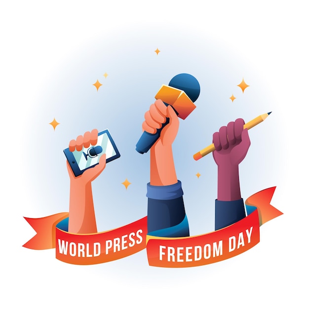 Gratis vector kleurovergang wereld persvrijheid dag illustratie