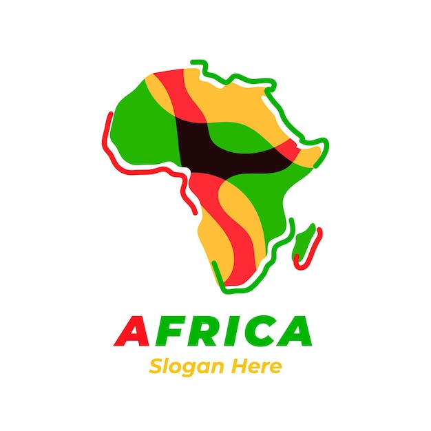 Kleurrijk Afrika kaartlogo met slogan placeholder