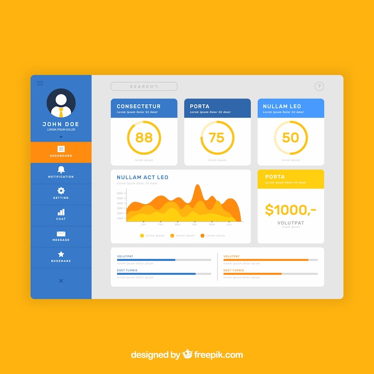 Gratis Vector kleurrijk app-dashboard met plat ontwerp