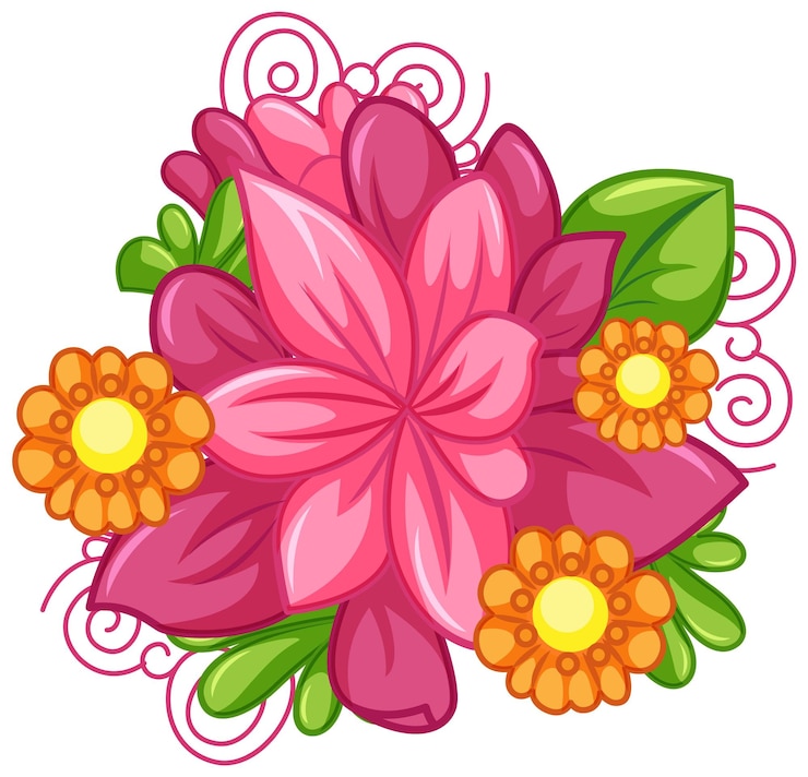 Gratis Vector kleurrijk bloembeeldverhaal voor de zomerdecoratie