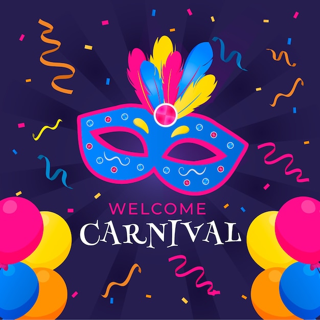 Gratis vector kleurrijk carnaval met masker en confetti