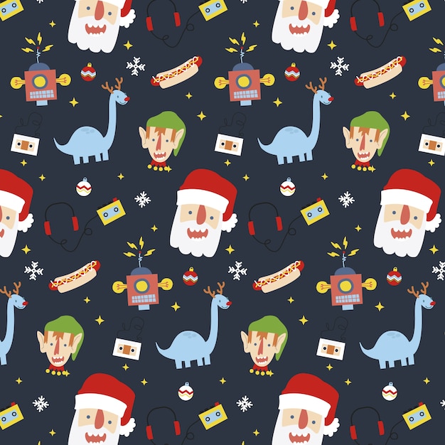 Gratis vector kleurrijk grappig kerstpatroon