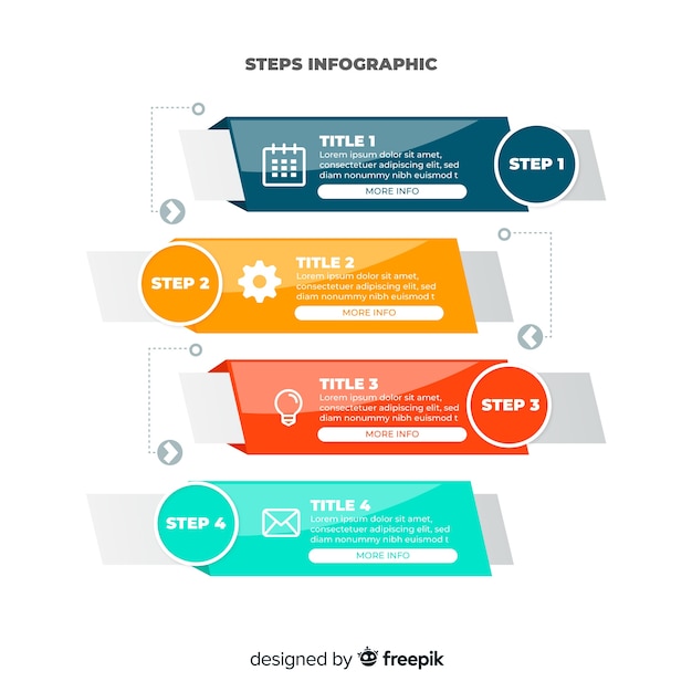 Gratis vector kleurrijk infographic stappen vlak ontwerp