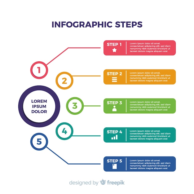 Kleurrijk infographic stappen vlak ontwerp