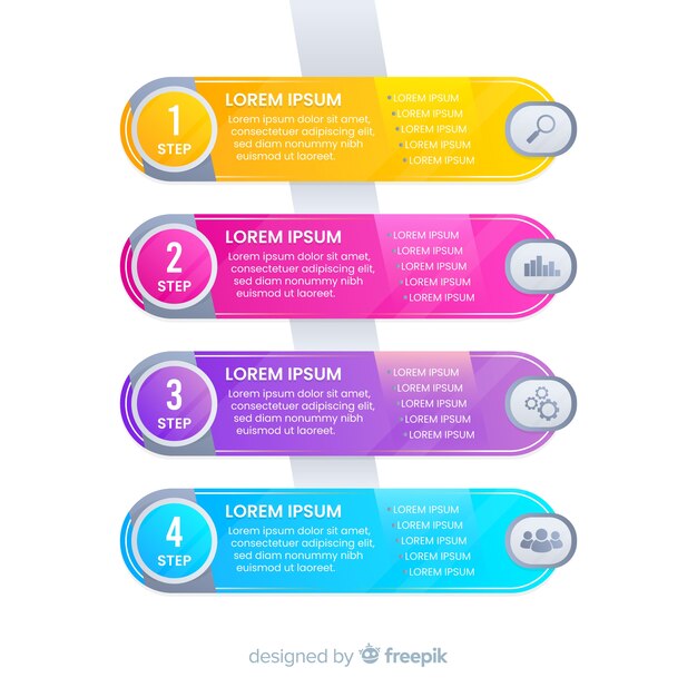 Kleurrijk infographic stappen vlak ontwerp