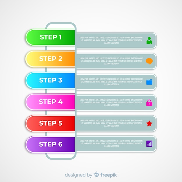 Kleurrijk infographic stappen vlak ontwerp