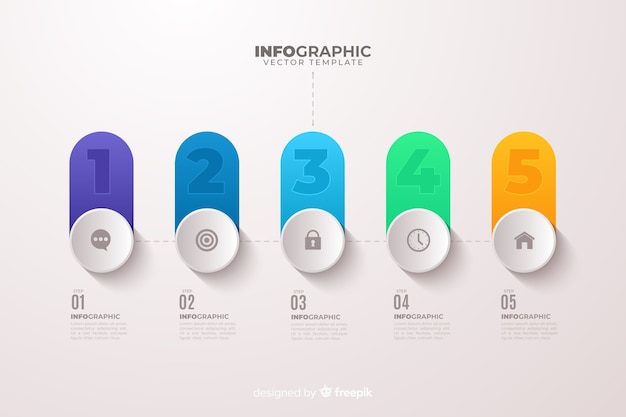 Kleurrijk infographic stappen vlak ontwerp
