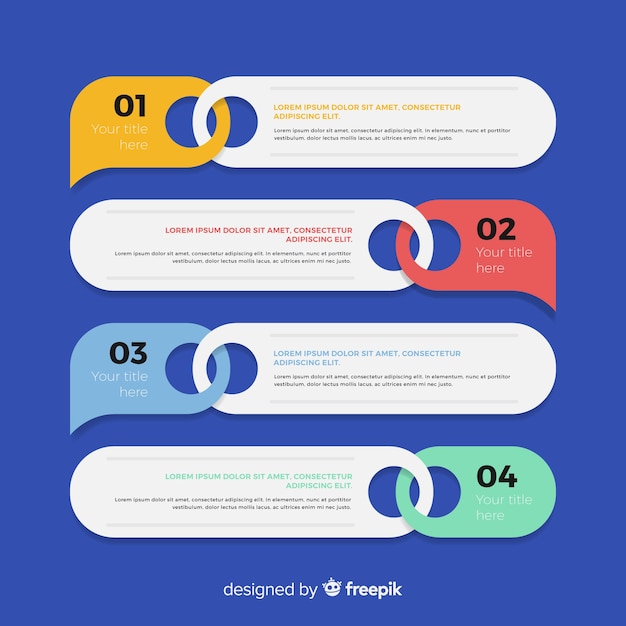 Gratis vector kleurrijk infographic stappenconcept in vlak ontwerp