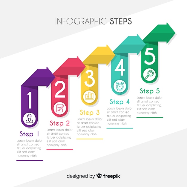 Kleurrijk infographic stappenconcept