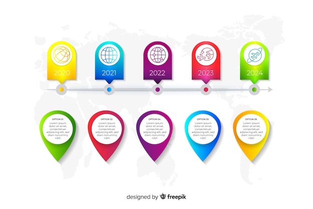 Kleurrijk infographic tijdlijn plat ontwerp