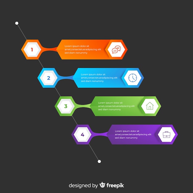 Kleurrijk infographic tijdlijn plat ontwerp