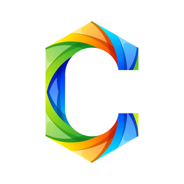 Gratis vector kleurrijk letter c pictogram logo ontwerp