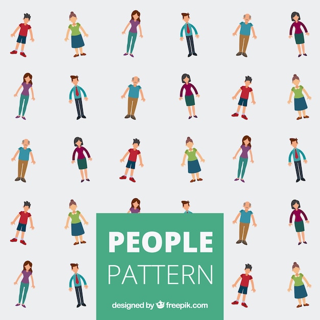 Gratis vector kleurrijk mensenpatroon met vlak ontwerp