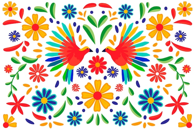 Gratis vector kleurrijk mexicaans behangontwerp