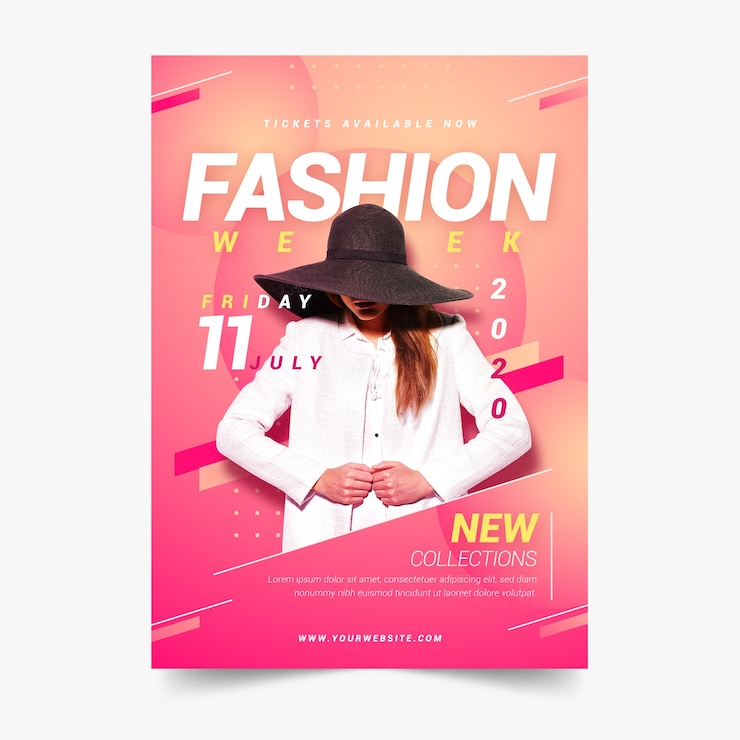 Gratis Vector kleurrijk ontwerp mode poster met foto