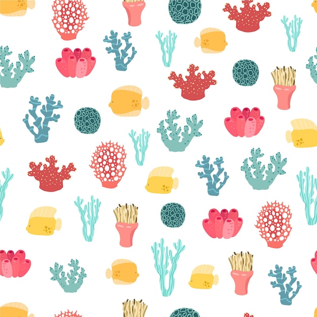 Kleurrijk patroon met verschillende koralen