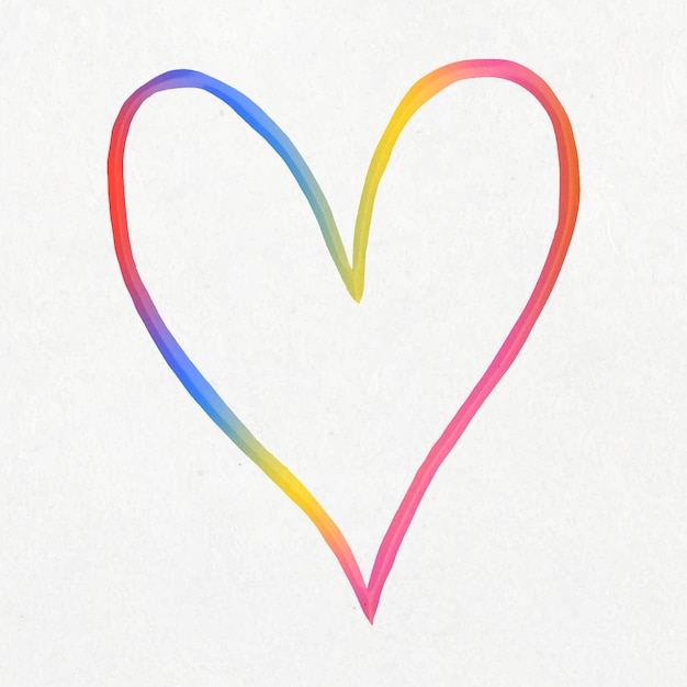 Gratis vector kleurrijk schattig hart in doodle-stijl