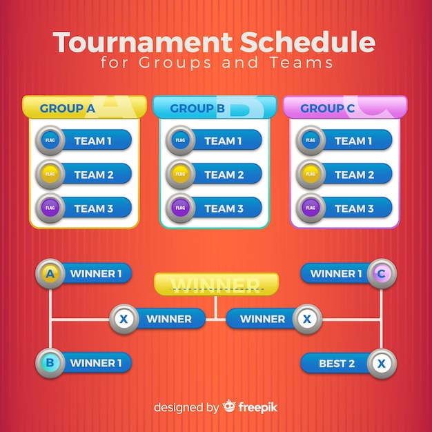 Kleurrijk toernooischema met plat ontwerp