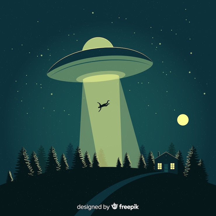 Gratis Vector kleurrijk ufoabductieconcept met vlak ontwerp