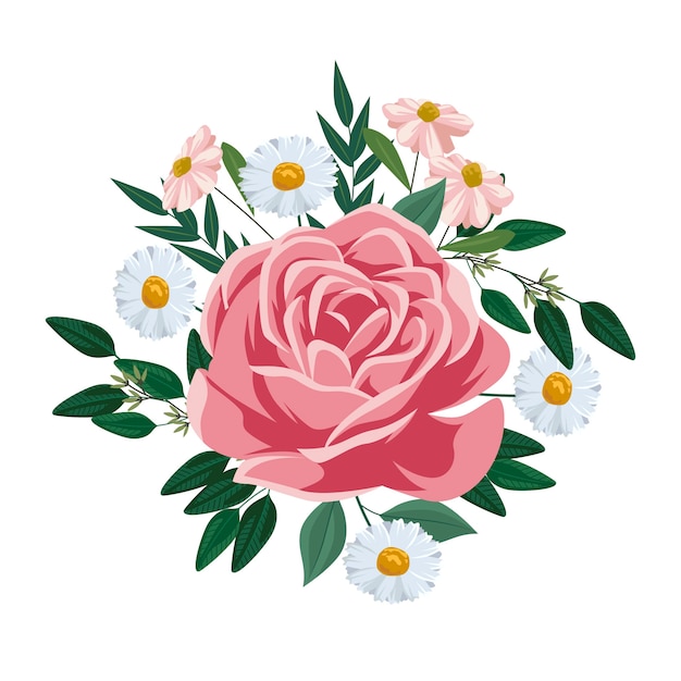 Gratis vector kleurrijk vintage bloemenboeket