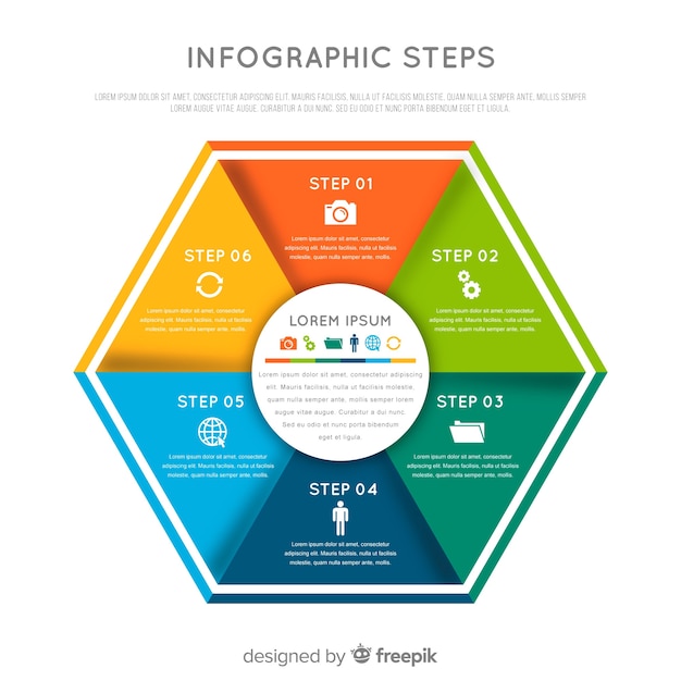 Kleurrijk vlak infographic stappenconcept