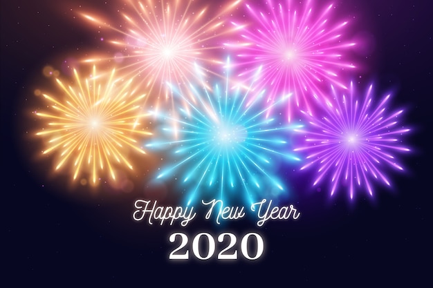 Kleurrijk vuurwerk nieuw jaar 2020