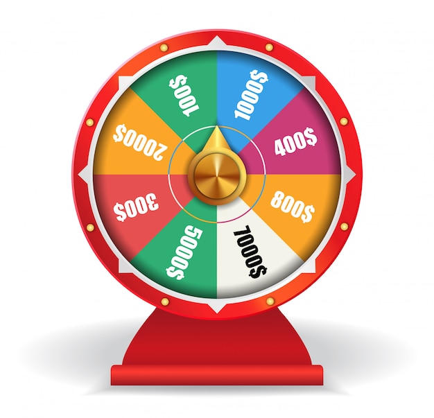 Gratis vector kleurrijk wiel van geluk met geld. spinning fortune wheel, las vegas, prijs.